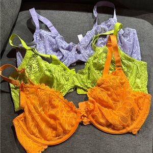 SavageXFenty: Underwire Bra Set - Orange, Green, Purple 44DDD 42DDD